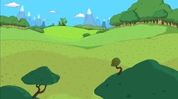 动画片《探险活宝》绿色的卡通山水场景2K高清壁纸免费下载