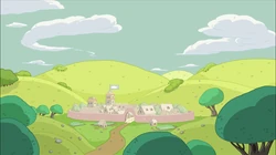 动画片《探险活宝》绿色的卡通山水场景2K高清壁纸免费下载