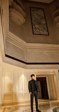 陈翔全黑西装毛衣豪宅内帅气写真图片