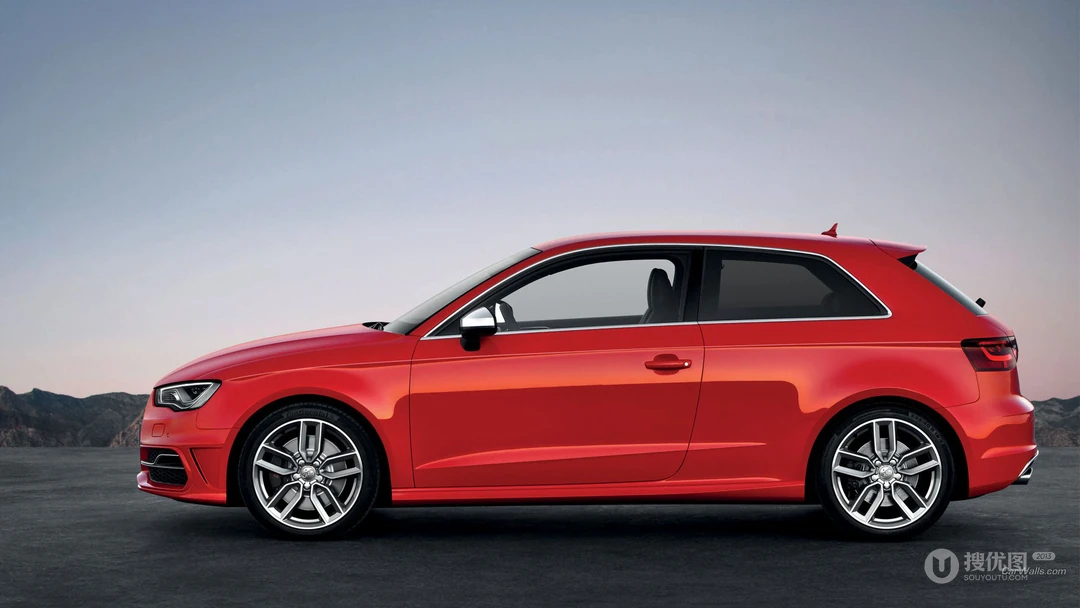 红色奥迪Audi_S3性能车，包括两厢版和敞篷版的桌面壁纸图片