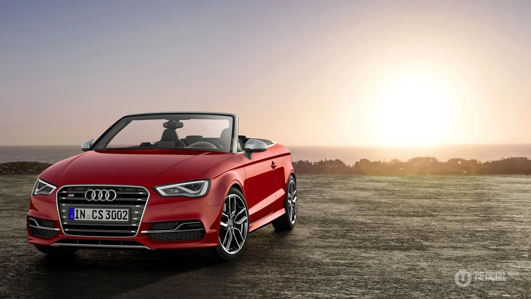 红色奥迪Audi_S3性能车，包括两厢版和敞篷版的桌面壁纸图片