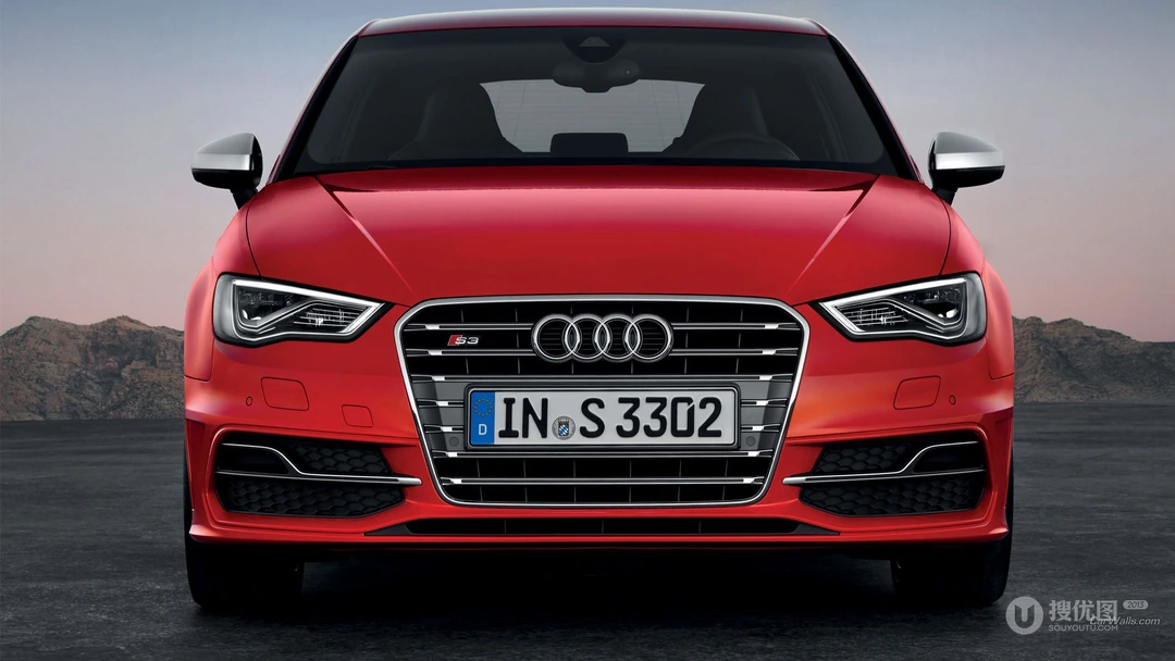红色奥迪Audi_S3性能车，包括两厢版和敞篷版的桌面壁纸图片