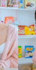 浅粉女孩肩带背心短裤室内写真图片，再多的语言也比不上你的美