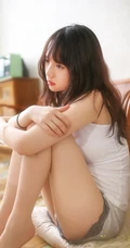 窈窕型线条感少女肩带背心短裤室内写真图片