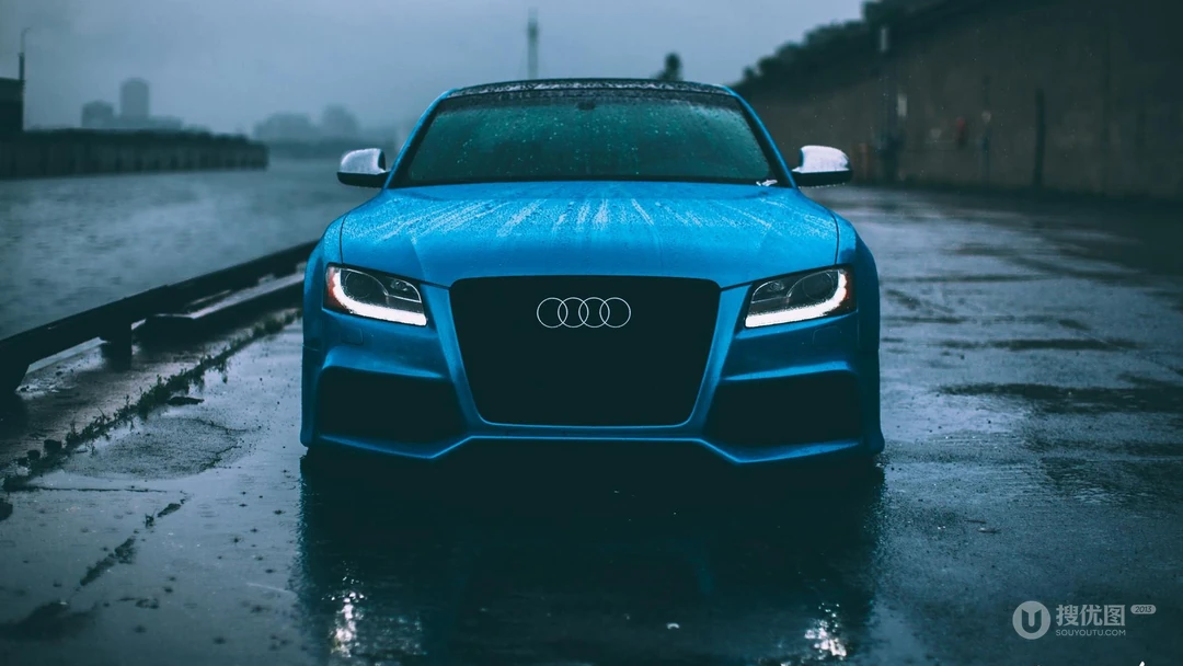 蓝色车身奥迪轿跑Audi S5高清电脑壁纸免费下载