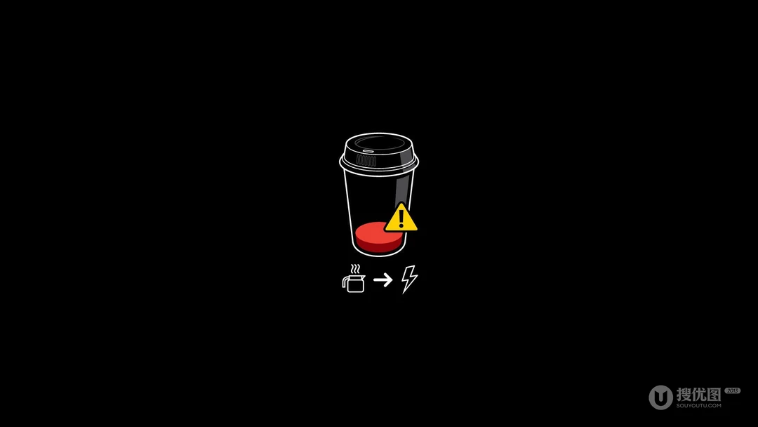 纯色背景简约的卡通咖啡杯，长咖啡豆的树电脑壁纸图片