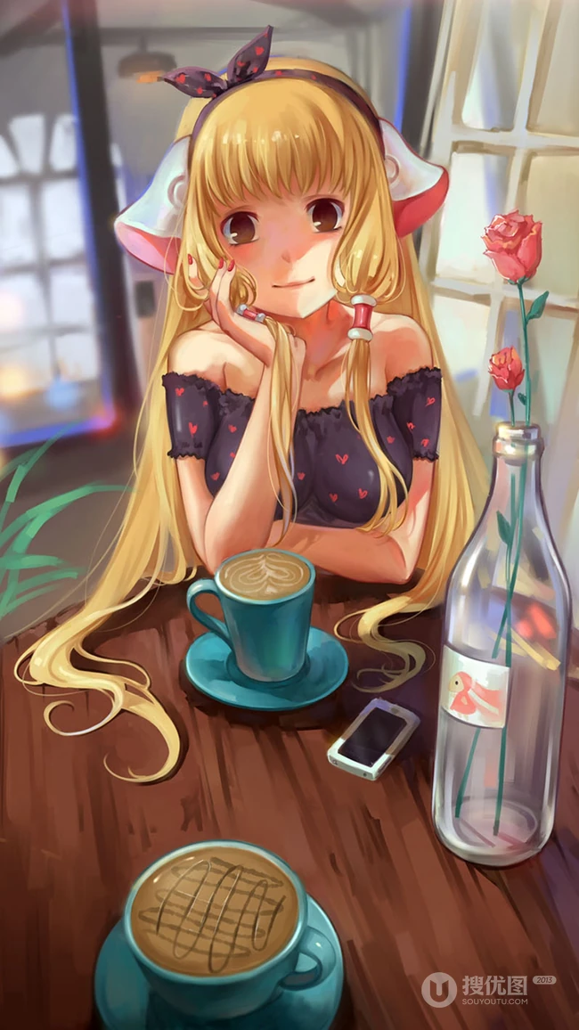 比较简洁风格的动漫女孩手机壁纸套图