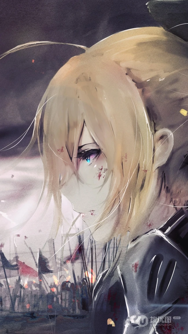 酷帅女战士手绘插画手机壁纸图片下载
