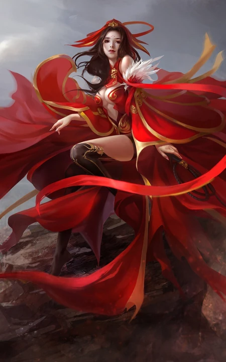 霸气的动漫古装，欧美上世纪女战士等插画手机壁纸