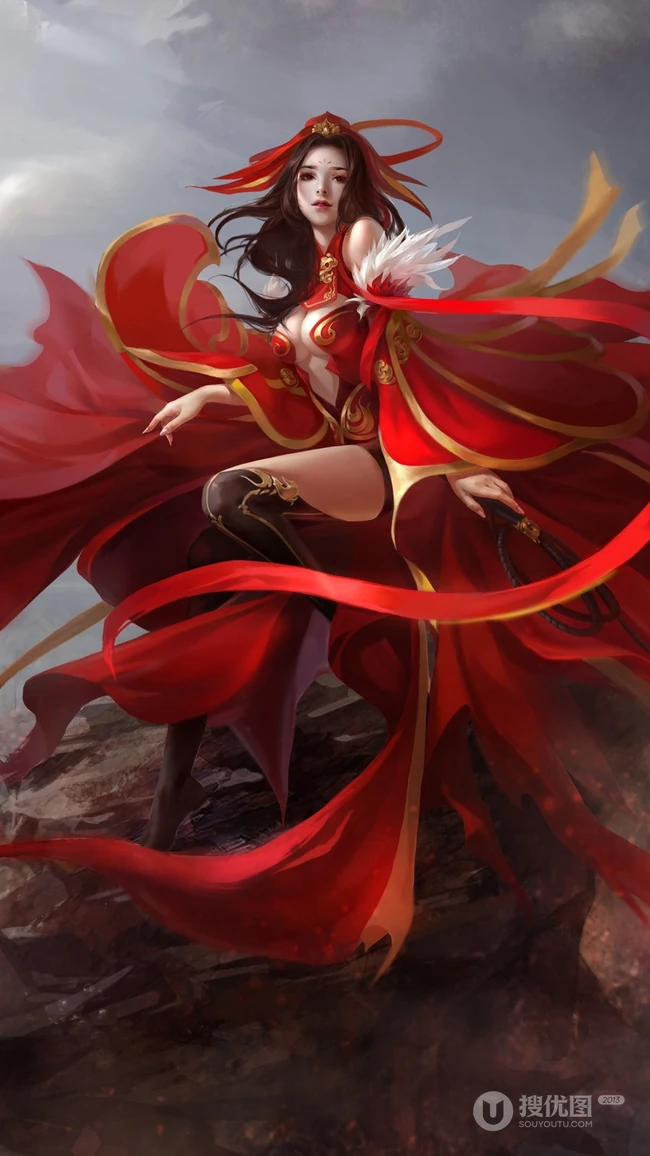霸气的动漫古装，欧美上世纪女战士等插画手机壁纸