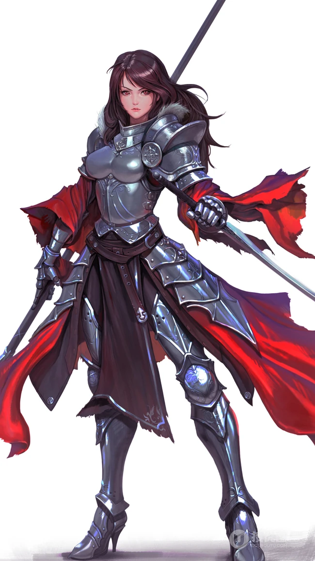 精灵射手，铠甲女骑士，女剑客动漫插画手机壁纸