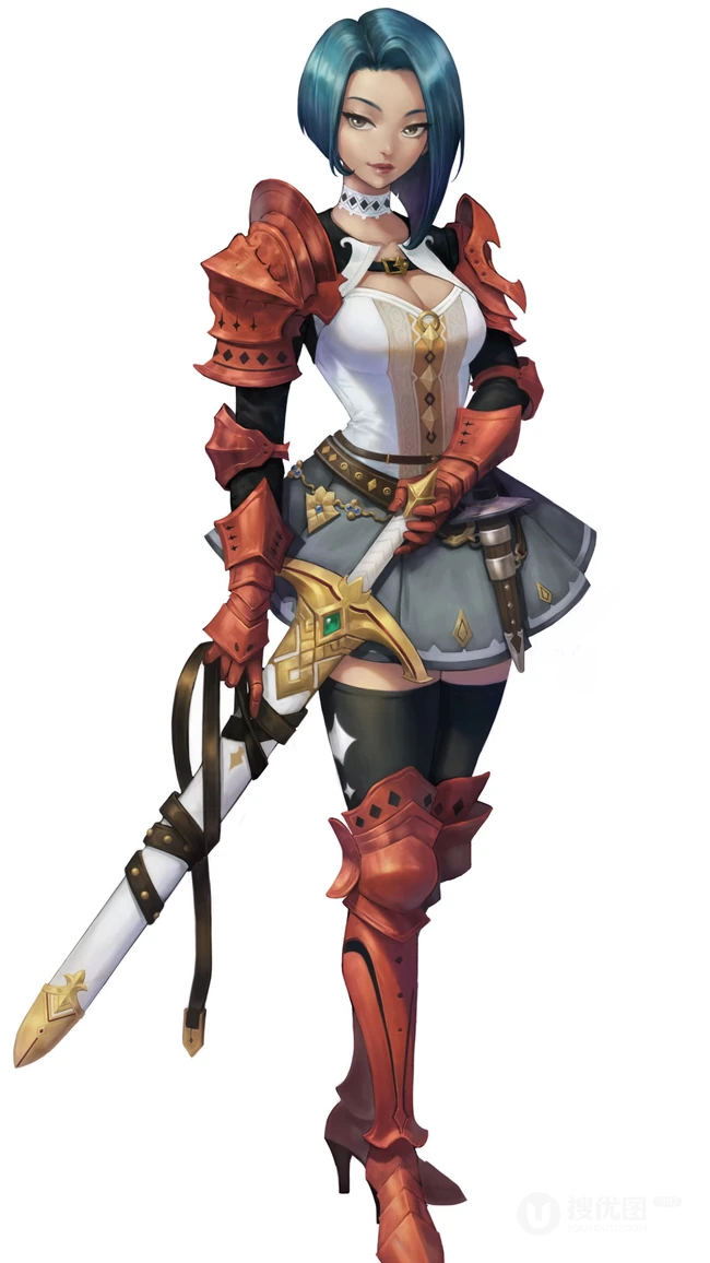 精灵射手，铠甲女骑士，女剑客动漫插画手机壁纸