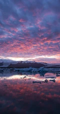 海上晚霞，海边的雪山手机壁纸套图