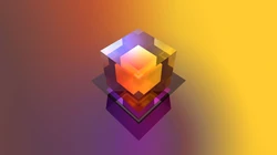 简约背景透明晶格体拼贴彩色3D图形高清壁纸图片
