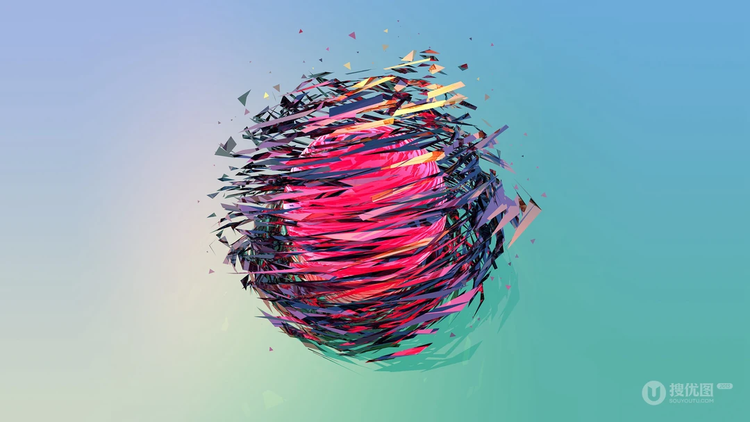 简约背景透明晶格体拼贴彩色3D图形高清壁纸图片