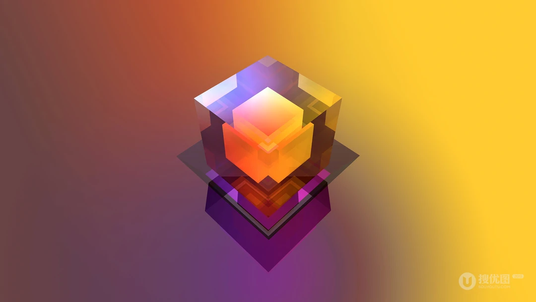 简约背景透明晶格体拼贴彩色3D图形高清壁纸图片