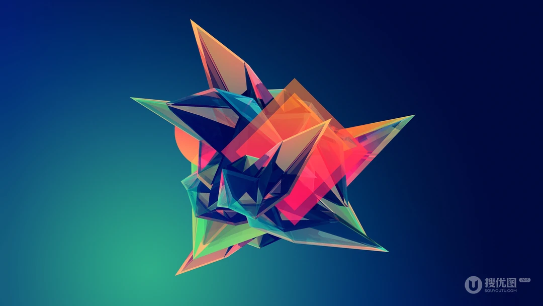 简约背景透明晶格体拼贴彩色3D图形高清壁纸图片