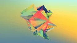 简约背景透明晶格体拼贴彩色3D图形高清壁纸图片