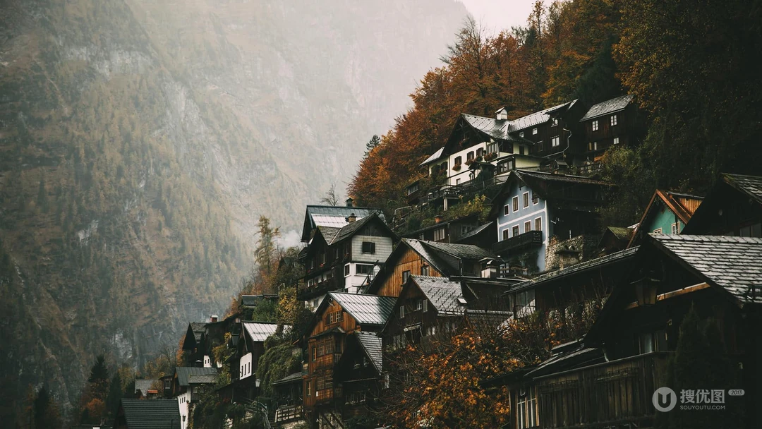 最美旅游小镇哈尔施塔特镇唯美景色高清壁纸下载