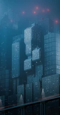 奇幻未来科技城市，星球大战机器人手机壁纸