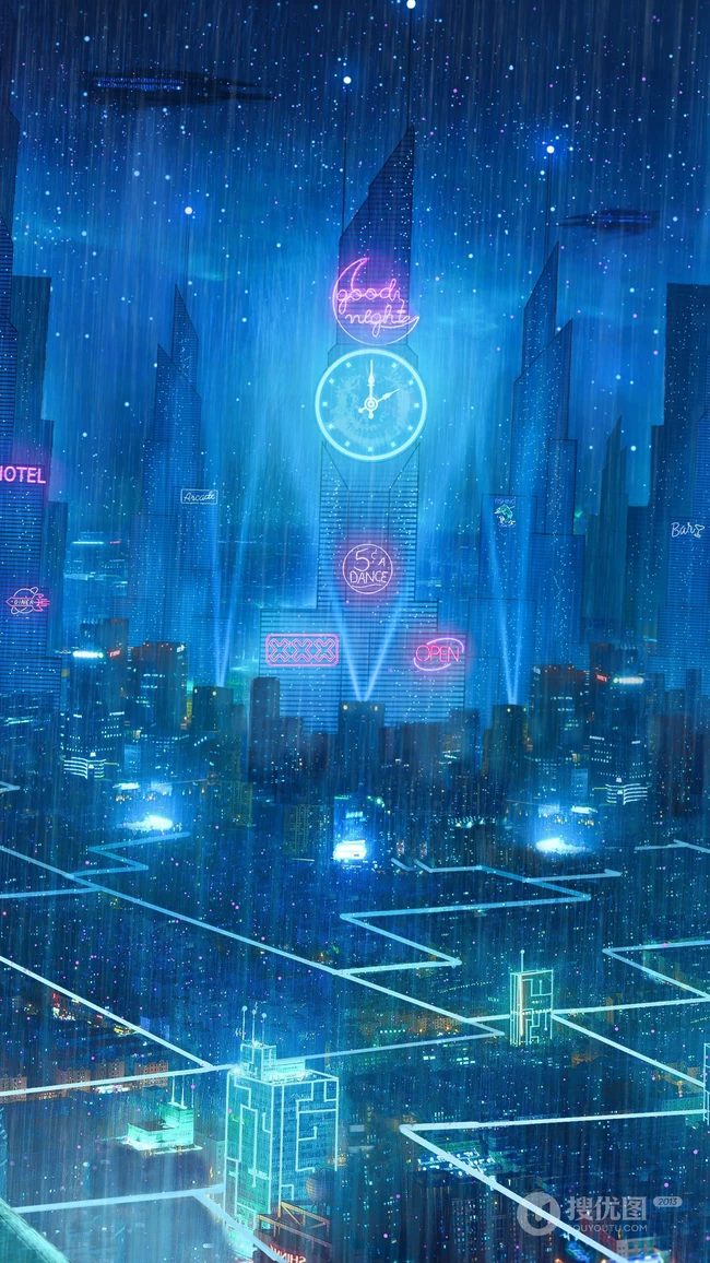 奇幻未来科技城市，星球大战机器人手机壁纸