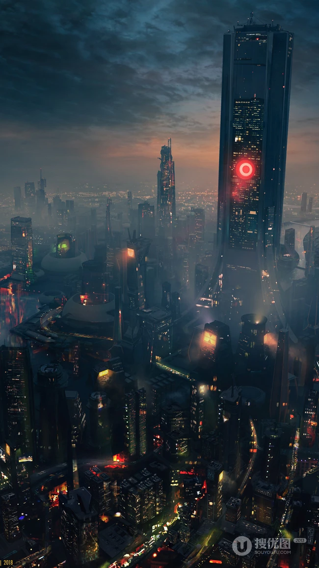 奇幻未来科技城市，星球大战机器人手机壁纸