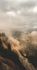雾蒙蒙的大山森林，高海拔的唯美雪山手机壁纸