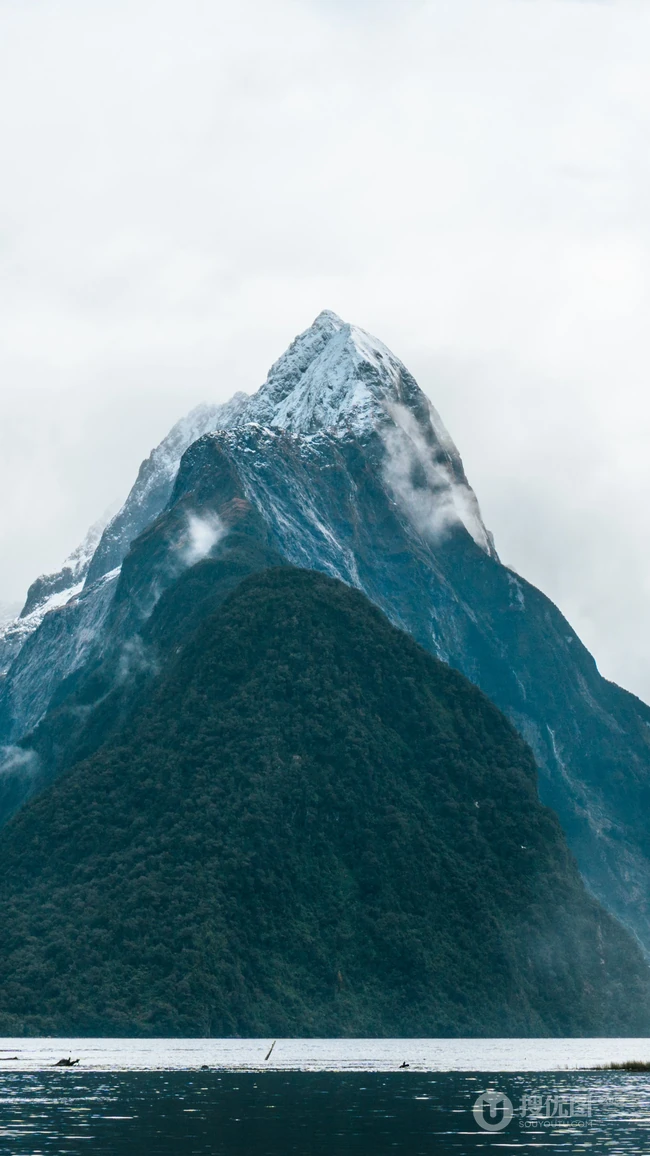 雾蒙蒙的大山森林，高海拔的唯美雪山手机壁纸