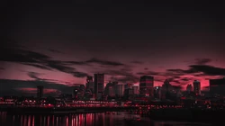 超美的城市晚霞，繁华的城市夜景高清电脑壁纸