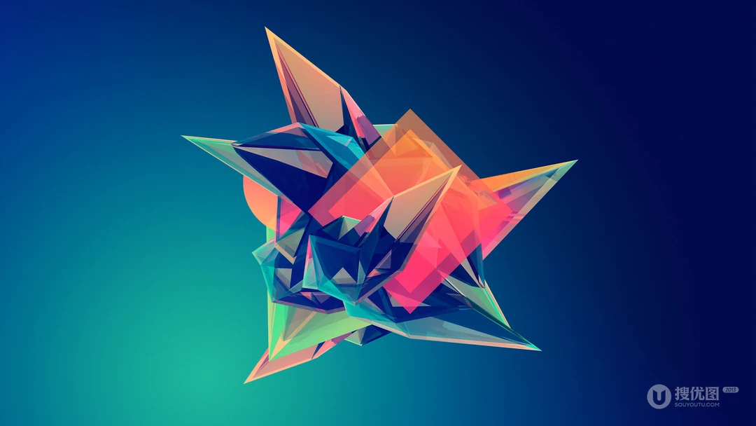 3D创意图形，晶格拼贴的3D图案壁纸图片