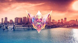 创意3D拼贴图形，渐变炫彩背景高清壁纸下载