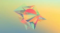 创意3D拼贴图形，渐变炫彩背景高清壁纸下载