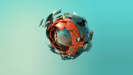 创意3D拼贴图形，渐变炫彩背景高清壁纸下载