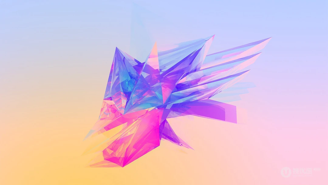 创意3D拼贴图形，渐变炫彩背景高清壁纸下载