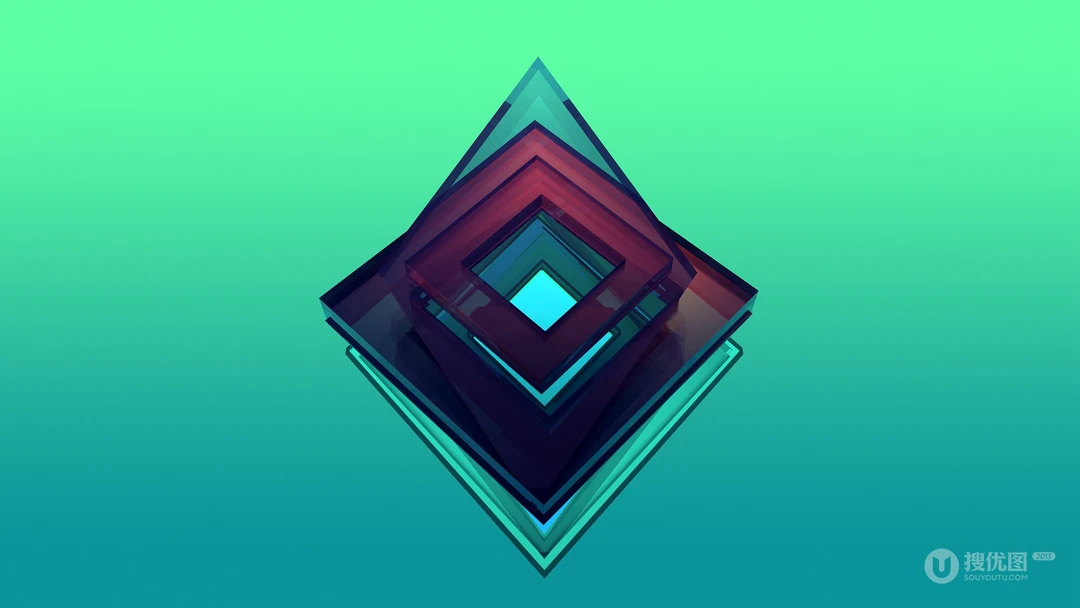 创意3D拼贴图形，渐变炫彩背景高清壁纸下载