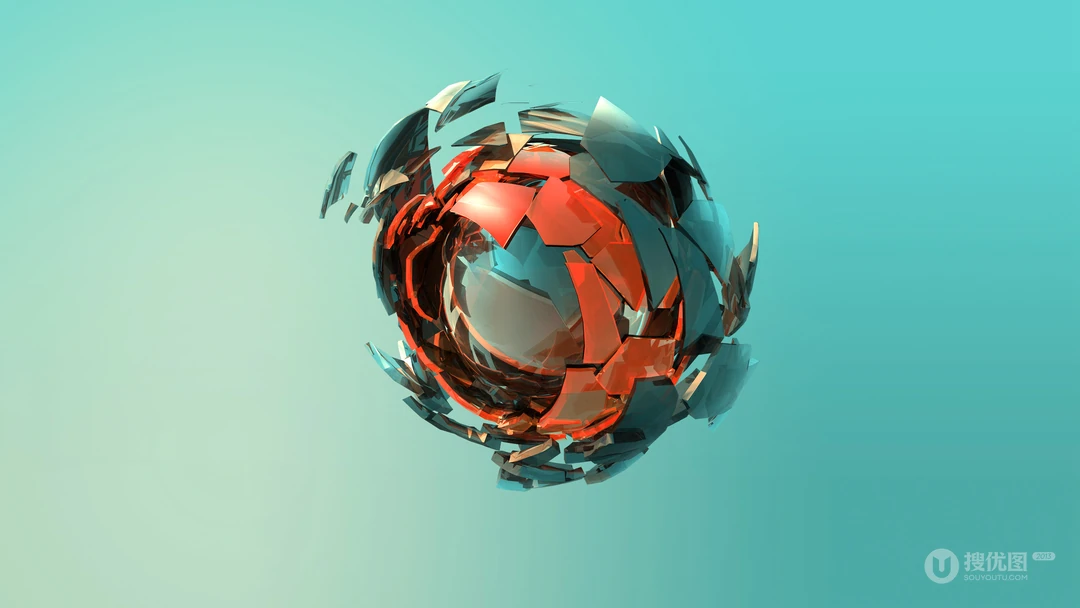创意3D拼贴图形，渐变炫彩背景高清壁纸下载