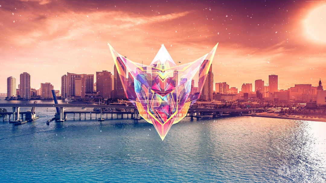 创意3D拼贴图形，渐变炫彩背景高清壁纸下载