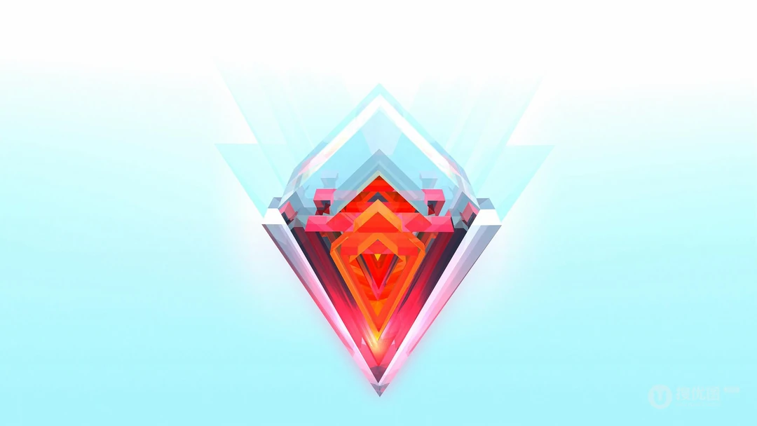 创意3D拼贴图形，渐变炫彩背景高清壁纸下载