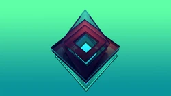 创意3D拼贴图形，渐变炫彩背景高清壁纸下载