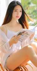 像秋天想念黄叶，短裤少女的室内写真魅力图片