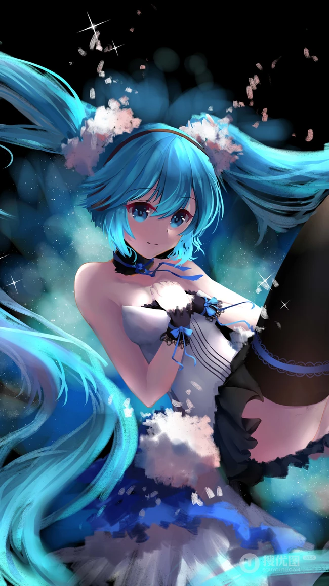 虚拟动漫明星初音未来3D插画手机背景图片