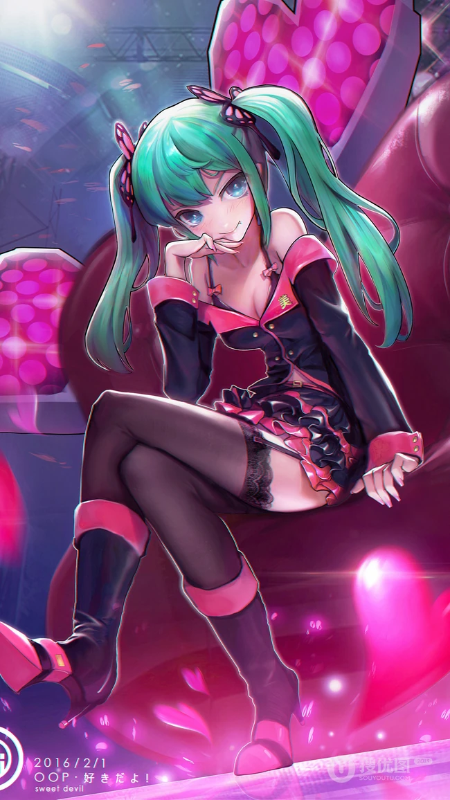 虚拟动漫明星初音未来3D插画手机背景图片