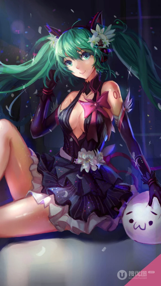 虚拟动漫明星初音未来3D插画手机背景图片