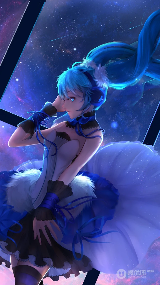 虚拟动漫明星初音未来3D插画手机背景图片