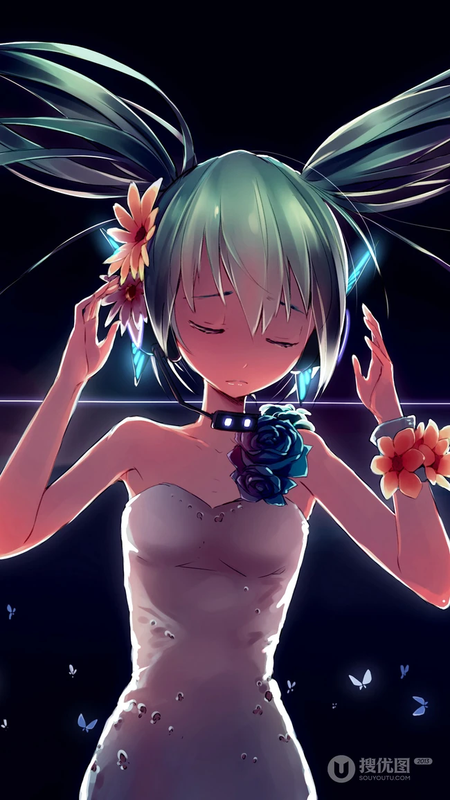 虚拟动漫明星初音未来3D插画手机背景图片