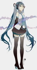 青色长发双马尾的动漫虚拟人物初音未来高清手机壁纸