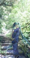 青色长发双马尾的动漫虚拟人物初音未来高清手机壁纸