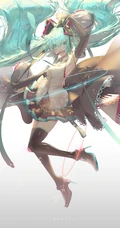 青色长发双马尾的动漫虚拟人物初音未来高清手机壁纸