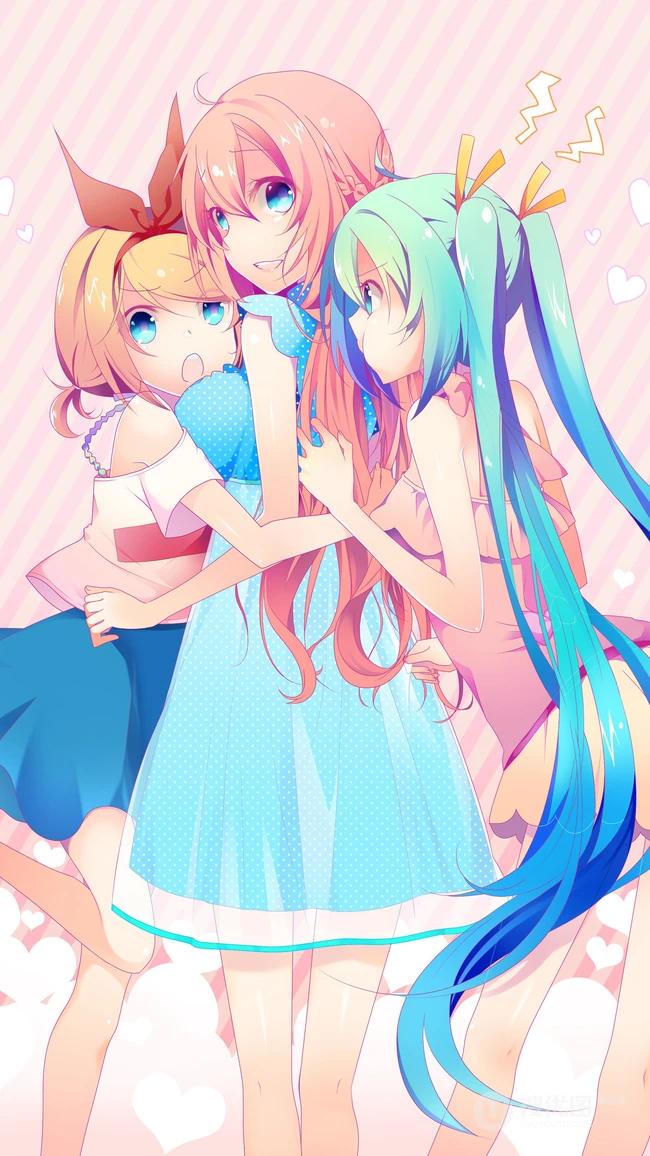 青色长发双马尾的动漫虚拟人物初音未来高清手机壁纸