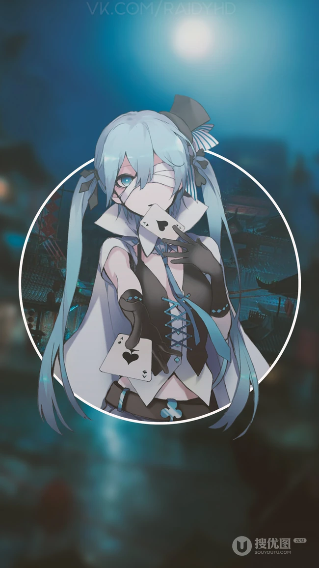 青色长发双马尾的动漫虚拟人物初音未来高清手机壁纸